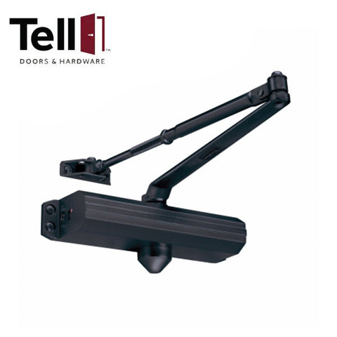 TELL - 600 Series - Heavy Duty Commercial Door Closer - Parallel Arm Bracket - Adjustable 1-4 - No Cover - Backcheck - Matte Black TELL - 600 Series - Heavy Duty Commercial Door Closer - Parallel Arm Bracket - Adjustable 1-4 - No Cover - Backcheck - Matte Black