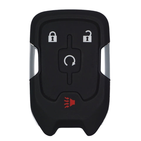 Close-up view of GMC Terrain Smart Key Remote showing lock, unlock, remote start, panic buttons. Close-up view of GMC Terrain Smart Key Remote showing lock, unlock, remote start, panic buttons.