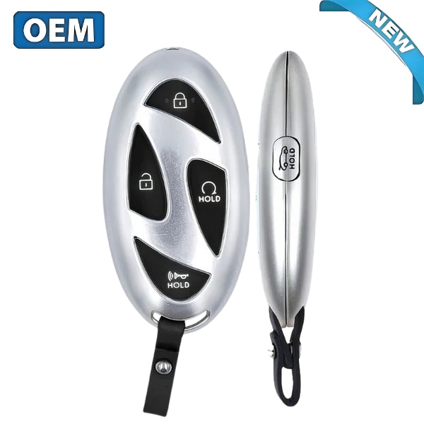Front view of the OEM 2024 Hyundai Tucson Smart Key with 5-button layout Front view of the OEM 2024 Hyundai Tucson Smart Key with 5-button layout