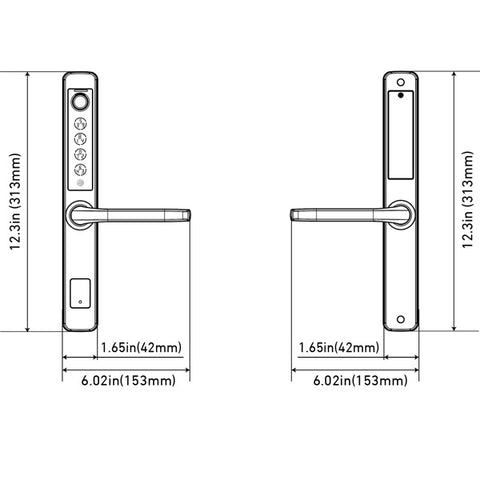 Lockly Guard - ATHENA 228SL - Narrow Stile Double Hook Mortise Lever Set- Slide Edition - Biometric Fingerprint - RFID- Keypad - Wi-Fi-Bluetooth App Controlled - Backset 1-1/8" - Stainless Steel Lockly Guard - ATHENA 228SL - Narrow Stile Double Hook Mortise Lever Set- Slide Edition - Biometric Fingerprint - RFID- Keypad - Wi-Fi-Bluetooth App Controlled - Backset 1-1/8" - Stainless Steel