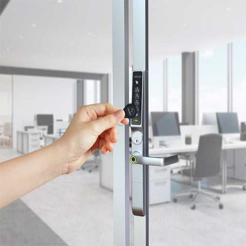 Lockly Guard -DEFENDER 238LM- Biometric Electronic Lever Set - Entry/Exit Mortise Doorman Edition - RFID - Fingerprint Reader - Wi-Fi-Bluetooth App Controlled - Satin Nickel Lockly Guard -DEFENDER 238LM- Biometric Electronic Lever Set - Entry/Exit Mortise Doorman Edition - RFID - Fingerprint Reader - Wi-Fi-Bluetooth App Controlled - Satin Nickel