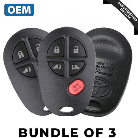 3 x 2004-2017 Toyota Sienna / 5-Button Keyless Entry Remote / PN: 89742-AE030 / GQ43VT20T (OEM Recase) (BUNDLE OF 3) 3 x 2004-2017 Toyota Sienna / 5-Button Keyless Entry Remote / PN: 89742-AE030 / GQ43VT20T (OEM Recase) (BUNDLE OF 3)