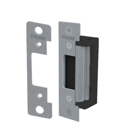Trine - 4300CC - Electric Strike - 2 Faceplates - Satin Stainless Steel W/ Black Fascia - Grade 1 Trine - 4300CC - Electric Strike - 2 Faceplates - Satin Stainless Steel W/ Black Fascia - Grade 1
