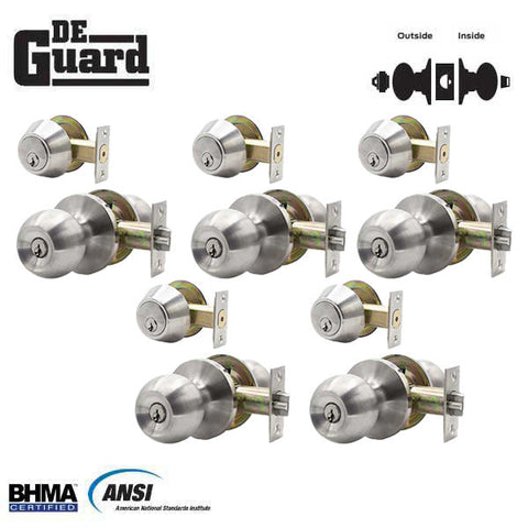 5 x Premium Combo Lockset - Stainless Steel - Entrance - Grade 3 - KW1 (Pack of 5) 5 x Premium Combo Lockset - Stainless Steel - Entrance - Grade 3 - KW1 (Pack of 5)