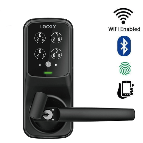 Lockly - PGD628FMB - Secure PLUS Fingerprint Biometric Electronic Latch Lever Set - Keypad-Bluetooth App Controlled - Matte Black Lockly - PGD628FMB - Secure PLUS Fingerprint Biometric Electronic Latch Lever Set - Keypad-Bluetooth App Controlled - Matte Black