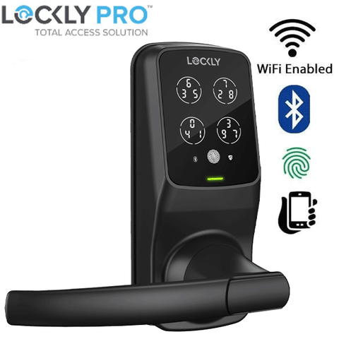 Lockly - PGD628FMB - Secure PLUS Fingerprint Biometric Electronic Latch Lever Set - Keypad-Bluetooth App Controlled - Matte Black Lockly - PGD628FMB - Secure PLUS Fingerprint Biometric Electronic Latch Lever Set - Keypad-Bluetooth App Controlled - Matte Black