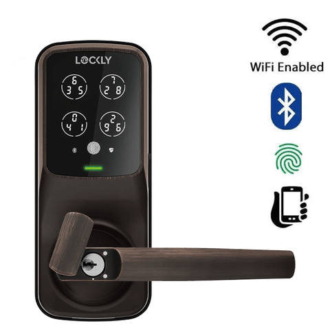 Lockly - PGD628FVB - Secure PLUS Fingerprint Biometric Electronic Latch Lever Set - Keypad - Bluetooth App Controlled - Venetian Bronze Lockly - PGD628FVB - Secure PLUS Fingerprint Biometric Electronic Latch Lever Set - Keypad - Bluetooth App Controlled - Venetian Bronze
