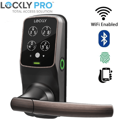 Lockly - PGD628FVB - Secure PLUS Fingerprint Biometric Electronic Latch Lever Set - Keypad - Bluetooth App Controlled - Venetian Bronze Lockly - PGD628FVB - Secure PLUS Fingerprint Biometric Electronic Latch Lever Set - Keypad - Bluetooth App Controlled - Venetian Bronze