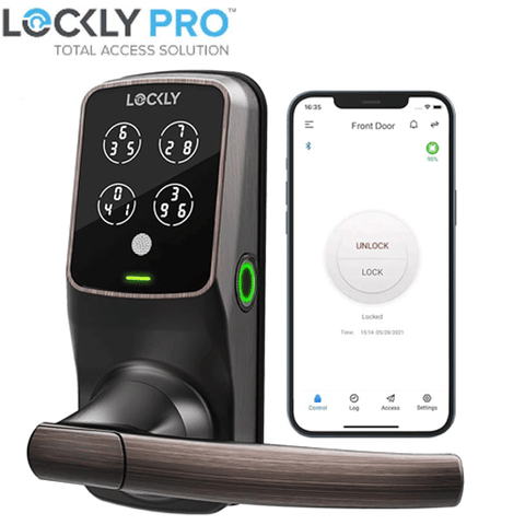 Lockly - PGD628FVB - Secure PLUS Fingerprint Biometric Electronic Latch Lever Set - Keypad - Bluetooth App Controlled - Venetian Bronze Lockly - PGD628FVB - Secure PLUS Fingerprint Biometric Electronic Latch Lever Set - Keypad - Bluetooth App Controlled - Venetian Bronze