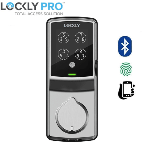 Lockly - PGD728FSN - Secure PLUS Fingerprint Biometric Electronic Deadbolt - Keypad-Bluetooth App Controlled - Satin Nickel Lockly - PGD728FSN - Secure PLUS Fingerprint Biometric Electronic Deadbolt - Keypad-Bluetooth App Controlled - Satin Nickel