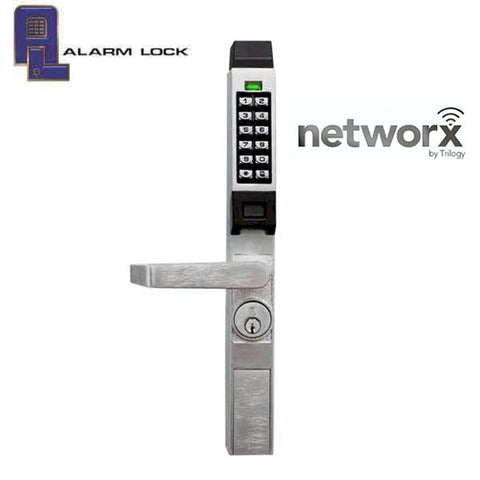 Alarm Lock Trilogy - PDL1300ETNW - Narrow-Stile Digital PROX Keypad Lever Lock Exit Trim - Networx - Audit Trail - 26D - Satin Chrome Alarm Lock Trilogy - PDL1300ETNW - Narrow-Stile Digital PROX Keypad Lever Lock Exit Trim - Networx - Audit Trail - 26D - Satin Chrome