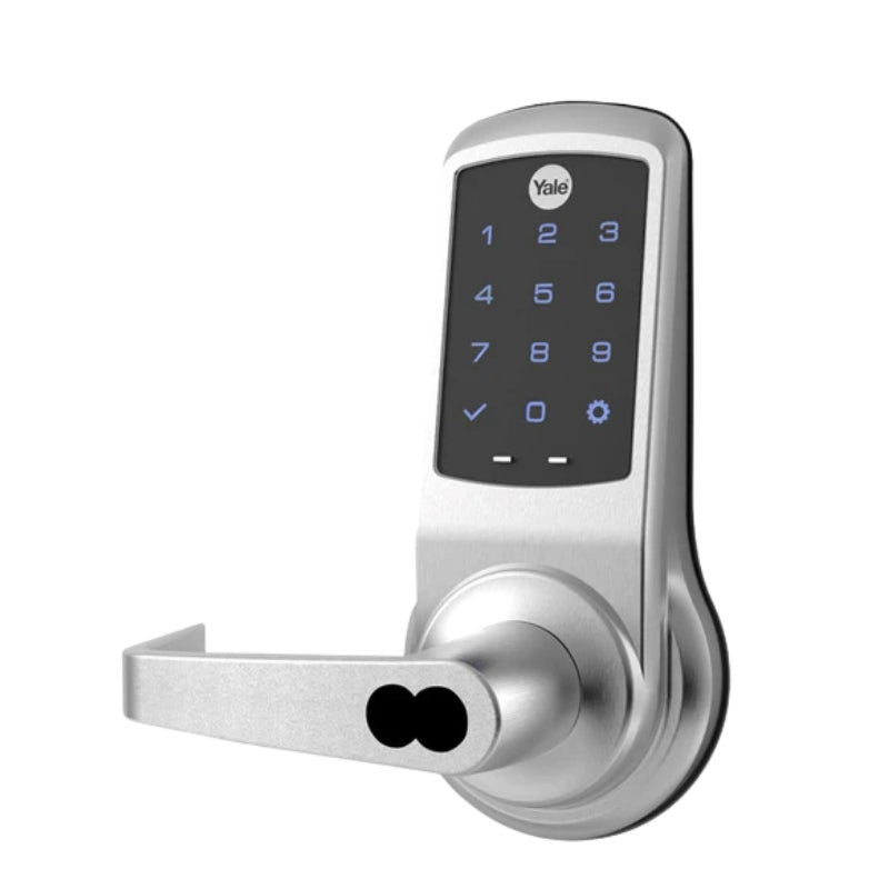 Accentra (Formerly Yale) - NexTouch - Touchscreen Keypad Bored Lock - Augusta Lever - No Radio - Standalone - SFIC - Best Prep - Less Core - Weather Resistant - 626US26D Satin Chrome - Grade 1 - Non-Handed Accentra (Formerly Yale) - NexTouch - Touchscreen Keypad Bored Lock - Augusta Lever - No Radio - Standalone - SFIC - Best Prep - Less Core - Weather Resistant - 626US26D Satin Chrome - Grade 1 - Non-Handed