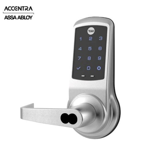 Accentra (Formerly Yale) - NexTouch - Touchscreen Keypad Bored Lock - Augusta Lever - No Radio - Standalone - SFIC - Best Prep - Less Core - Weather Resistant - 626US26D Satin Chrome - Grade 1 - Non-Handed Accentra (Formerly Yale) - NexTouch - Touchscreen Keypad Bored Lock - Augusta Lever - No Radio - Standalone - SFIC - Best Prep - Less Core - Weather Resistant - 626US26D Satin Chrome - Grade 1 - Non-Handed