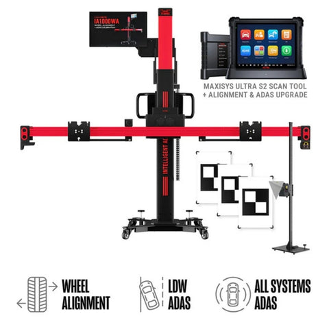Autel - IA1000 Automated Wheel Alignment and ADAS Calibration System with All Systems ADAS & MaxiSYS Ultra S2 Diagnostics Tablet Autel - IA1000 Automated Wheel Alignment and ADAS Calibration System with All Systems ADAS & MaxiSYS Ultra S2 Diagnostics Tablet