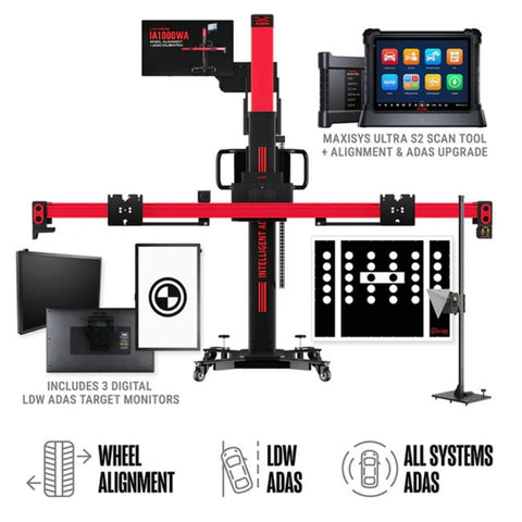 Autel - IA1000 Automated Wheel Alignment and ADAS Calibration System with All Systems ADAS, MaxiSYS Ultra S2 Diagnostics Tablet & Digital Targets Autel - IA1000 Automated Wheel Alignment and ADAS Calibration System with All Systems ADAS, MaxiSYS Ultra S2 Diagnostics Tablet & Digital Targets