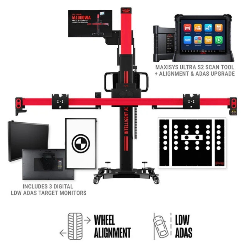Autel - IA1000 Automated Wheel Alignment and ADAS System with LDW, MaxiSYS Ultra S2 Diagnostics Tablet, & Digital Targets Autel - IA1000 Automated Wheel Alignment and ADAS System with LDW, MaxiSYS Ultra S2 Diagnostics Tablet, & Digital Targets