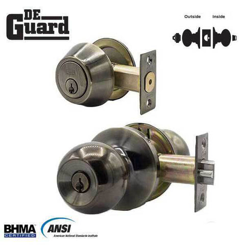 Premium Combo Lockset - Antique Bronze - Entrance - Grade 3 - SC1 Premium Combo Lockset - Antique Bronze - Entrance - Grade 3 - SC1