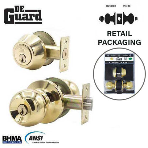 Premium Combo Lockset - Polished Brass - Entrance - Retail Packaging - KW1/SC1 - Grade 3 Premium Combo Lockset - Polished Brass - Entrance - Retail Packaging - KW1/SC1 - Grade 3