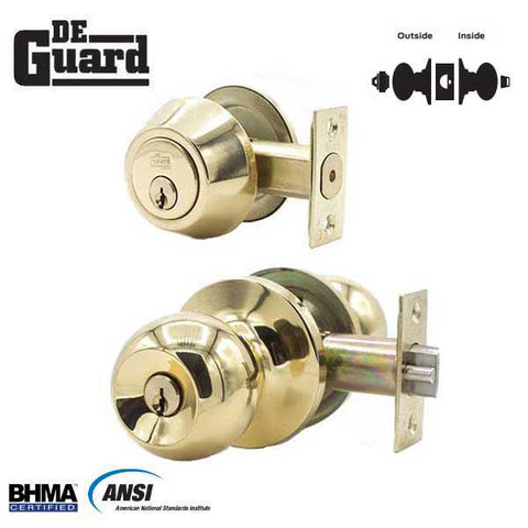 Premium Combo Lockset - Polished Brass - Entrance - Grade 3 - SC1 Premium Combo Lockset - Polished Brass - Entrance - Grade 3 - SC1