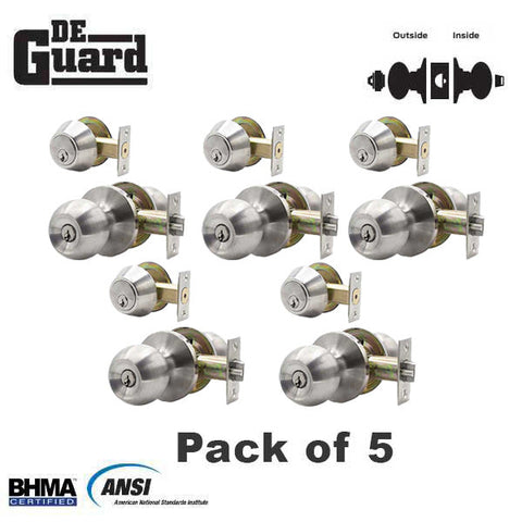 5 x Premium Combo Lockset - Stainless Steel - Entrance - Grade 3 - KW1 (Pack of 5) 5 x Premium Combo Lockset - Stainless Steel - Entrance - Grade 3 - KW1 (Pack of 5)