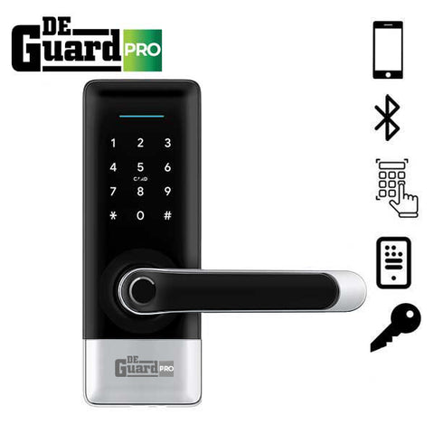 DeGuard Pro - Premium Electronic Keyless Entry Smart Lever Set - H1B - Hotel / Multifamily - Bluetooth / Fingerprint / RFID / Wi-Fi - IP55 (Silver | Black) DeGuard Pro - Premium Electronic Keyless Entry Smart Lever Set - H1B - Hotel / Multifamily - Bluetooth / Fingerprint / RFID / Wi-Fi - IP55 (Silver | Black)