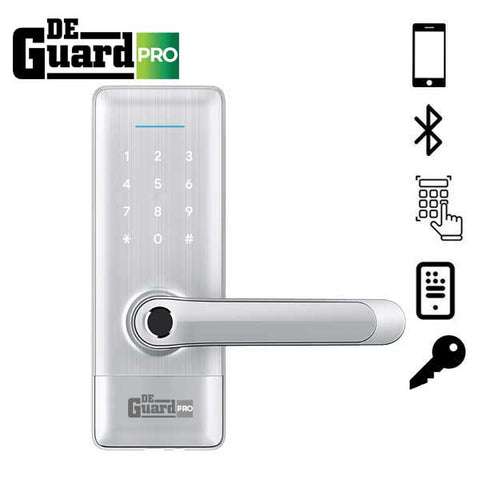 DeGuard Pro - Premium Electronic Keyless Entry Smart Lever Set - H1B - Hotel / Multifamily - Bluetooth / Fingerprint / RFID / Wi-Fi - IP55 (Silver | Black) DeGuard Pro - Premium Electronic Keyless Entry Smart Lever Set - H1B - Hotel / Multifamily - Bluetooth / Fingerprint / RFID / Wi-Fi - IP55 (Silver | Black)
