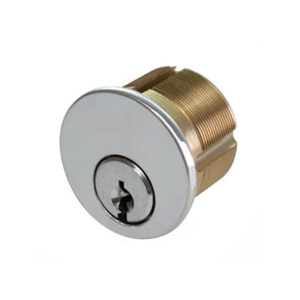 Detex - MC65 - Mortise Cylinder - 1-1/8" 6-Pin Schlage C Keyway - 2 Keys - Brushed Chrome