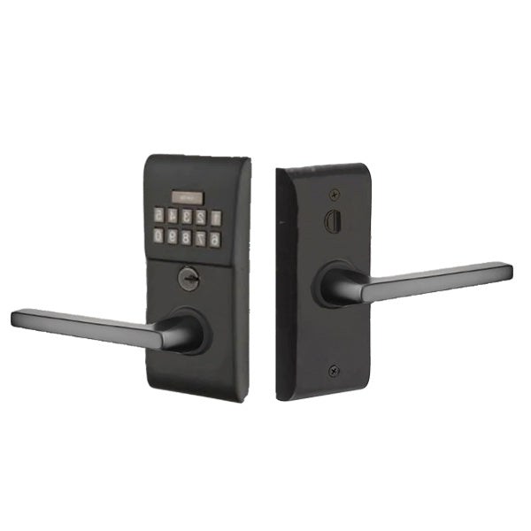 EMTEK - E2020 - Electronic Keypad Leverset - Helios Lever -Optional Handing - Up to 20 User Codes - Flat Black