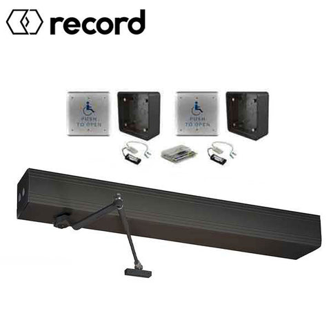 Record - EZ 36 Wireless Automatic Door Kit - PUSH Arm - Non Handed - 39" Header (36" Door) - Antique Bronze - For Single Doors Record - EZ 36 Wireless Automatic Door Kit - PUSH Arm - Non Handed - 39" Header (36" Door) - Antique Bronze - For Single Doors