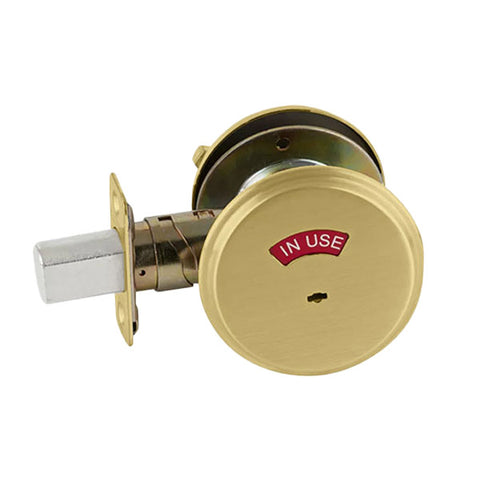 Falcon - D271 - Commercial Deadbolt - Thumbturn x Occupancy Indicator - 2 3/4" Backset - Satin Brass - Grade 2 Falcon - D271 - Commercial Deadbolt - Thumbturn x Occupancy Indicator - 2 3/4" Backset - Satin Brass - Grade 2