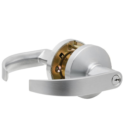 Falcon - K511CP6D - Push-Turnbutton Keyed Cylindrical Lock - Dane Lever - Entry/Office - 2 3/4" Backset - Satin Chrome - Grade 2 Falcon - K511CP6D - Push-Turnbutton Keyed Cylindrical Lock - Dane Lever - Entry/Office - 2 3/4" Backset - Satin Chrome - Grade 2