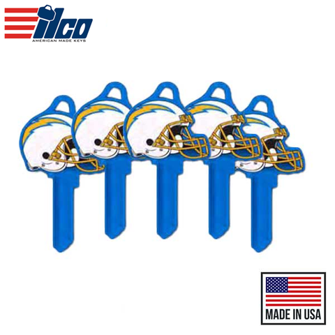 Ilco - NFL TeamKeys - Helmet Edition - Key Blank - Los Angeles Chargers - KW1 (5 Pack) Ilco - NFL TeamKeys - Helmet Edition - Key Blank - Los Angeles Chargers - KW1 (5 Pack)