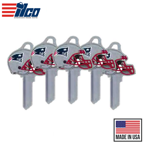 Ilco - NFL TeamKeys - Helmet Edition - Key Blank - New England Patriots - SC1 (5 Pack) Ilco - NFL TeamKeys - Helmet Edition - Key Blank - New England Patriots - SC1 (5 Pack)