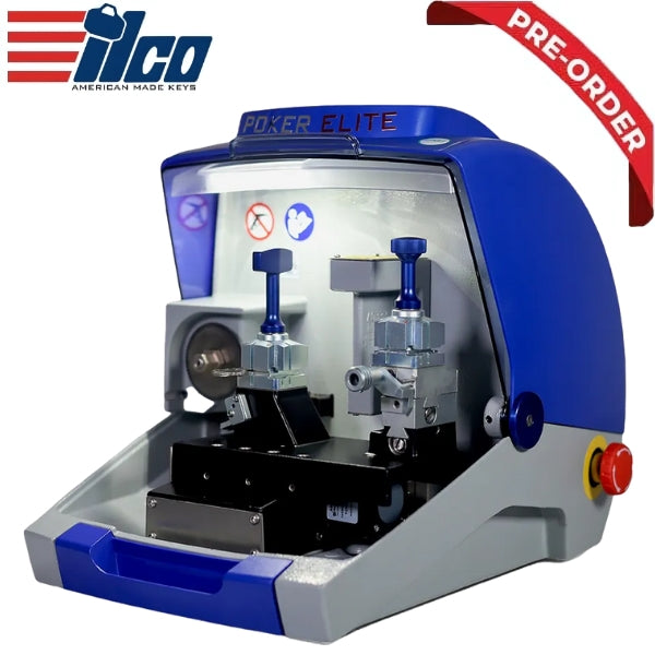 ILCO KM Poker Elite key-cutting machine in action, duplicating flat and cruciform keys. ILCO KM Poker Elite key-cutting machine in action, duplicating flat and cruciform keys.