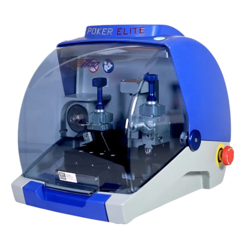 Four-sided rotating clamp on ILCO KM Poker Elite machine, designed for easy loading of various keys. Four-sided rotating clamp on ILCO KM Poker Elite machine, designed for easy loading of various keys.