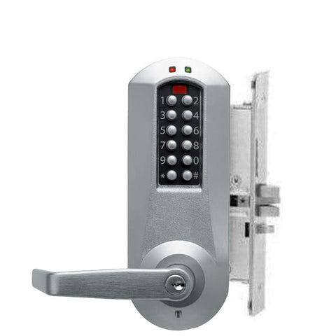 E-Plex - E5066XS - Electronic Pushbutton Mortise Lever Set - Schlage 'C' - 2 3⁄4" Backset - Satin Chrome - Grade 1 E-Plex - E5066XS - Electronic Pushbutton Mortise Lever Set - Schlage 'C' - 2 3⁄4" Backset - Satin Chrome - Grade 1