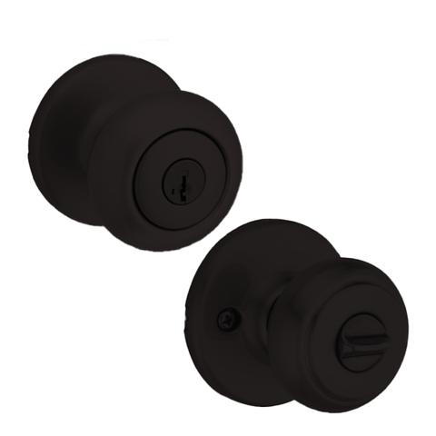 Kwikset - 400CV - Cove Knob Set - Round Rose - Satin Black - Entrance - SmartKey Technology - Grade 3 Kwikset - 400CV - Cove Knob Set - Round Rose - Satin Black - Entrance - SmartKey Technology - Grade 3