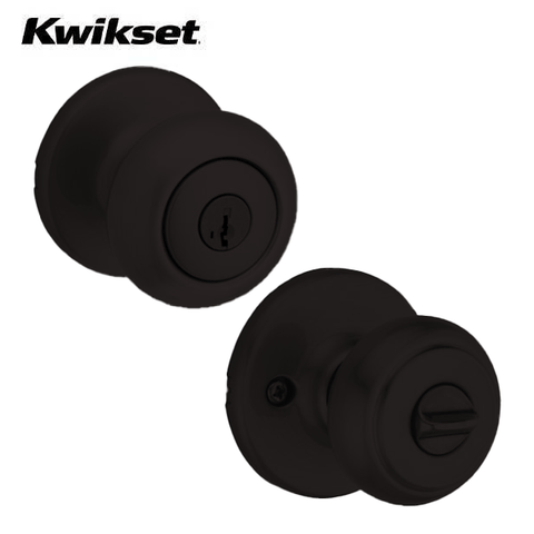 Kwikset - 400CV - Cove Knob Set - Round Rose - Satin Black - Entrance - SmartKey Technology - Grade 3 Kwikset - 400CV - Cove Knob Set - Round Rose - Satin Black - Entrance - SmartKey Technology - Grade 3