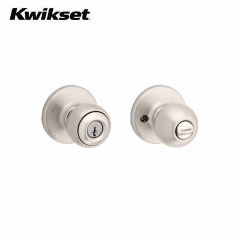 Kwikset - 400P - Polo Knob Set - Round Rose - Satin Nickel - Entrance - SC1 Schlage - Grade 3 Kwikset - 400P - Polo Knob Set - Round Rose - Satin Nickel - Entrance - SC1 Schlage - Grade 3