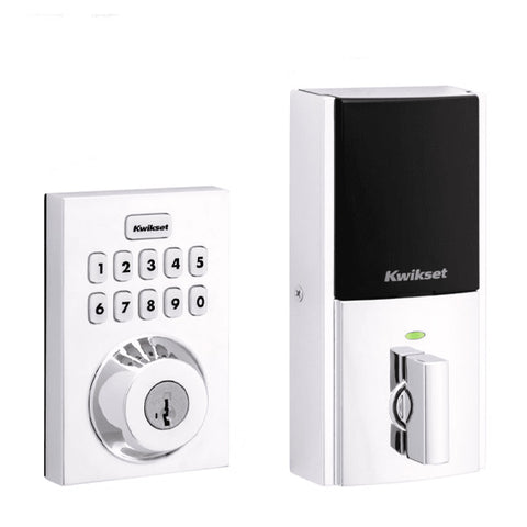 Kwikset - Connect 620 - Contemporary Keypad Connected Smart Lock - 1" Electronic Deadbolt - Z-Wave Technology - Polished Chrome - Grade 2 Kwikset - Connect 620 - Contemporary Keypad Connected Smart Lock - 1" Electronic Deadbolt - Z-Wave Technology - Polished Chrome - Grade 2