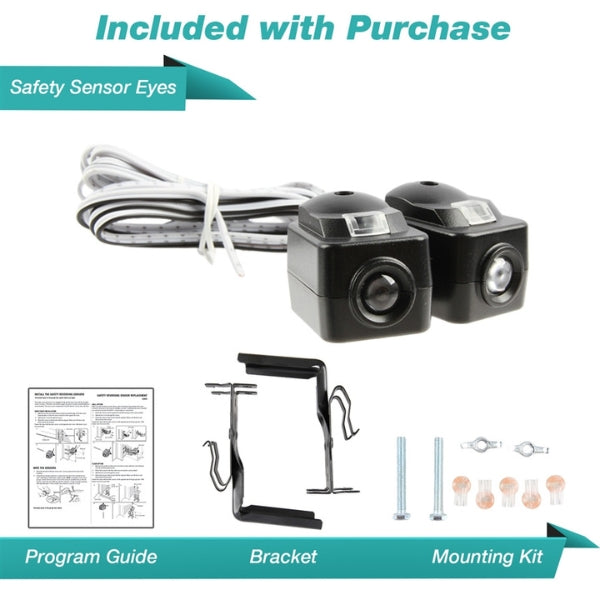 Installed safety sensors preventing garage door from closing on obstacles.