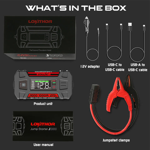 LOKITHOR - J1000 - Lithium Jump Starter - 1000A - w/LiFeP04 Safety Battery - 12V LOKITHOR - J1000 - Lithium Jump Starter - 1000A - w/LiFeP04 Safety Battery - 12V
