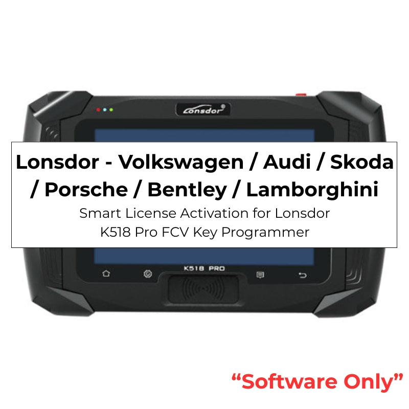 Lonsdor - VW / Audi / Skoda / Porsche / Bentley / Lamborghini - Smart License Activation for Lonsdor K518 Pro FCV Key Programmer Lonsdor - VW / Audi / Skoda / Porsche / Bentley / Lamborghini - Smart License Activation for Lonsdor K518 Pro FCV Key Programmer