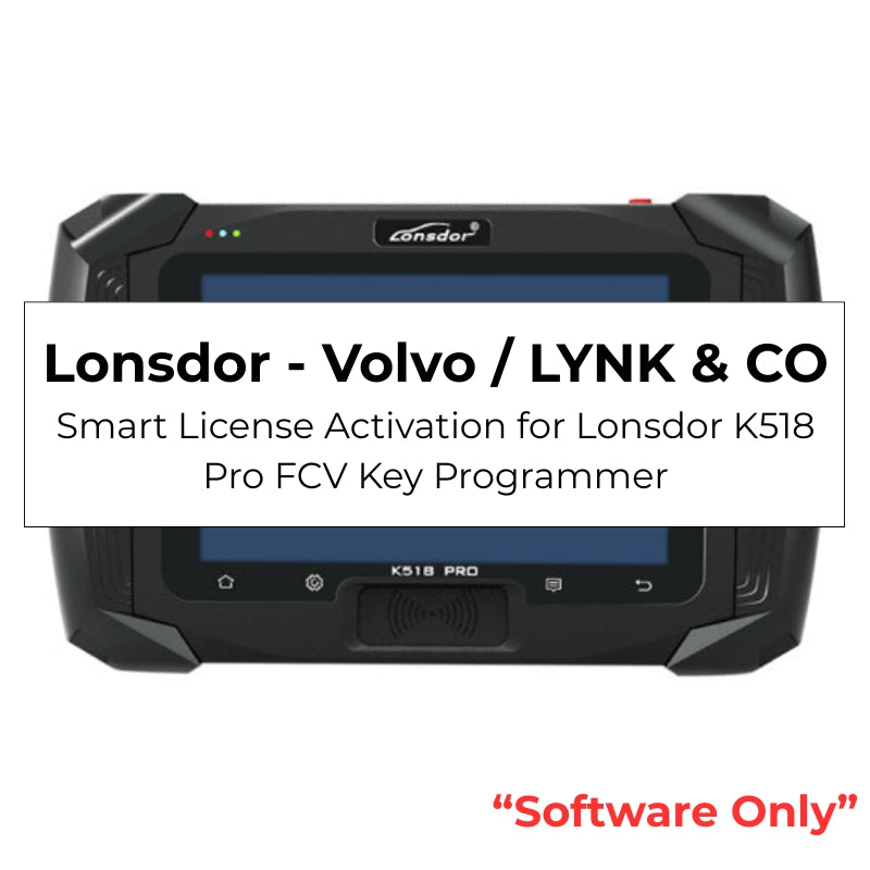 Lonsdor - Volvo / LYNK & CO - Smart License Activation for Lonsdor K518 Pro FCV Key Programmer Lonsdor - Volvo / LYNK & CO - Smart License Activation for Lonsdor K518 Pro FCV Key Programmer