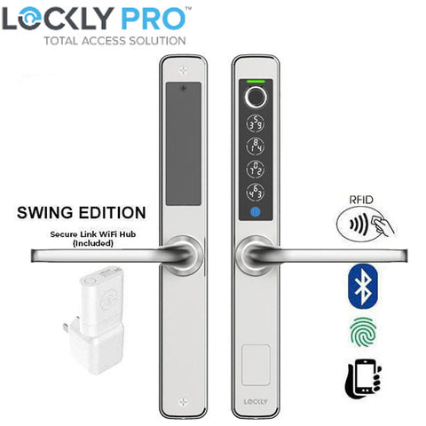 Lockly Guard -ATHENA 228SW- Narrow Stile Mortise Lever Set- Swing Edition - Biometric Fingerprint - RFID - Keypad- Wi-Fi-Bluetooth App Controlled - Optional Backset- Stainless Steel Lockly Guard -ATHENA 228SW- Narrow Stile Mortise Lever Set- Swing Edition - Biometric Fingerprint - RFID - Keypad- Wi-Fi-Bluetooth App Controlled - Optional Backset- Stainless Steel