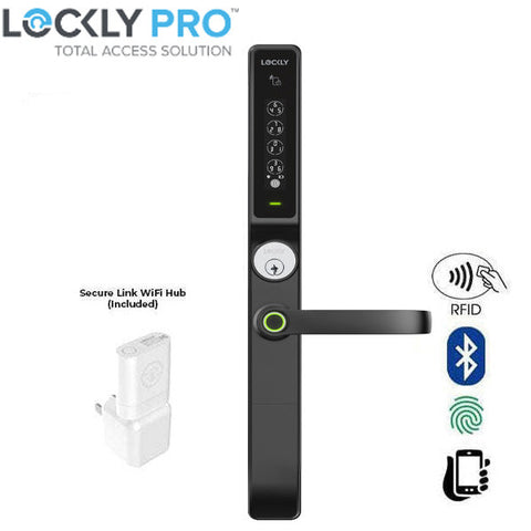 Lockly Guard -DEFENDER 238LM- Biometric Electronic Lever Set - Entry/Exit Mortise Doorman Edition - RFID - Fingerprint Reader - Wi-Fi-Bluetooth App Controlled - Matte Black Lockly Guard -DEFENDER 238LM- Biometric Electronic Lever Set - Entry/Exit Mortise Doorman Edition - RFID - Fingerprint Reader - Wi-Fi-Bluetooth App Controlled - Matte Black