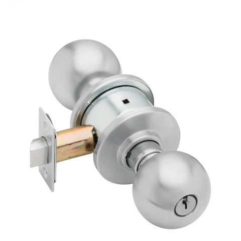 Schlage - A53PD - Cylindrical Lever Set - Entrance - Non-Handed - Satin Chrome - Orbit Knob - C Keyway - Grade 2 Schlage - A53PD - Cylindrical Lever Set - Entrance - Non-Handed - Satin Chrome - Orbit Knob - C Keyway - Grade 2