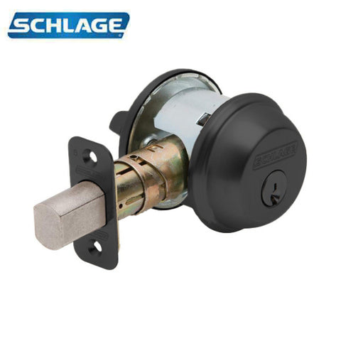 Schlage - B60 - Single Cylinder Deadbolt - Entrance - Flat Black Coated - Schlage "C" Keyway - Keyed Different - Grade 2 Schlage - B60 - Single Cylinder Deadbolt - Entrance - Flat Black Coated - Schlage "C" Keyway - Keyed Different - Grade 2