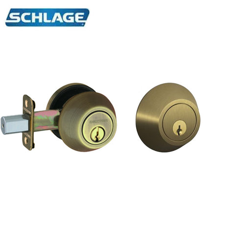 Schlage - JD60 - Single Cylinder Deadbolt Lock - 5-Pin - C-Keyway - Antique Brass - Grade 3 Schlage - JD60 - Single Cylinder Deadbolt Lock - 5-Pin - C-Keyway - Antique Brass - Grade 3