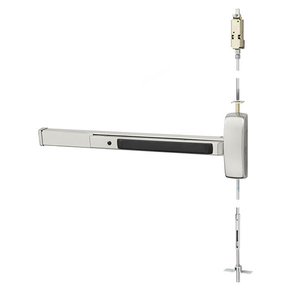 Sargent - WD8613F - Concealed Vertical Exit Rod - #41 Cylinder - 33" x 36" - RHR - Satin Stainless Steel - Grade 1